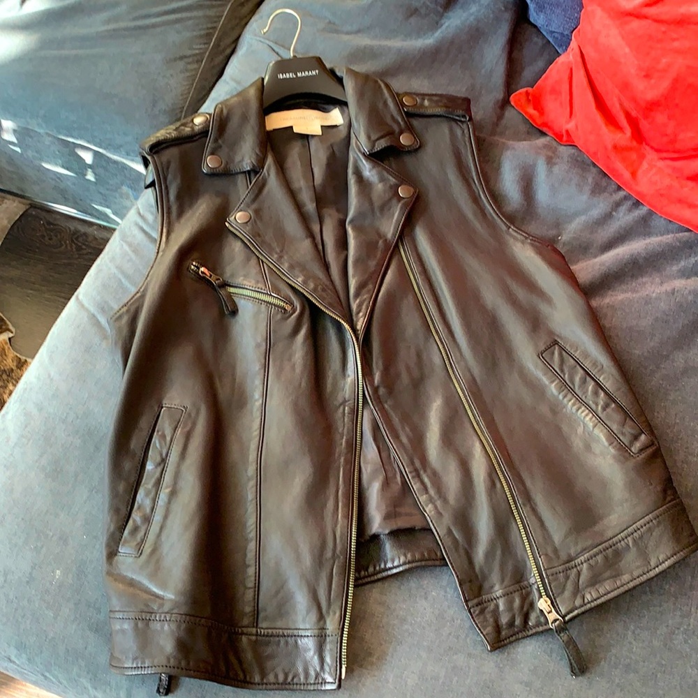 Treasure and Bond: Black Leather Moto Vest